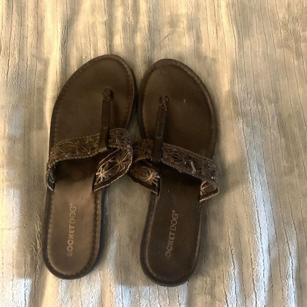 Rocket Dog Black Embroidered Thong Sandals – Women’s Size 10 Boho Style